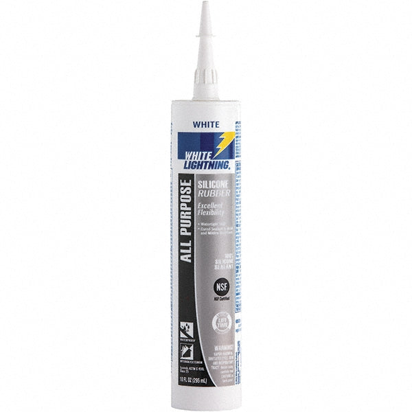 White Lightning W11120010 Silicone Rubber All Purpose Sealant, White, 10 fl. oz., Smooth