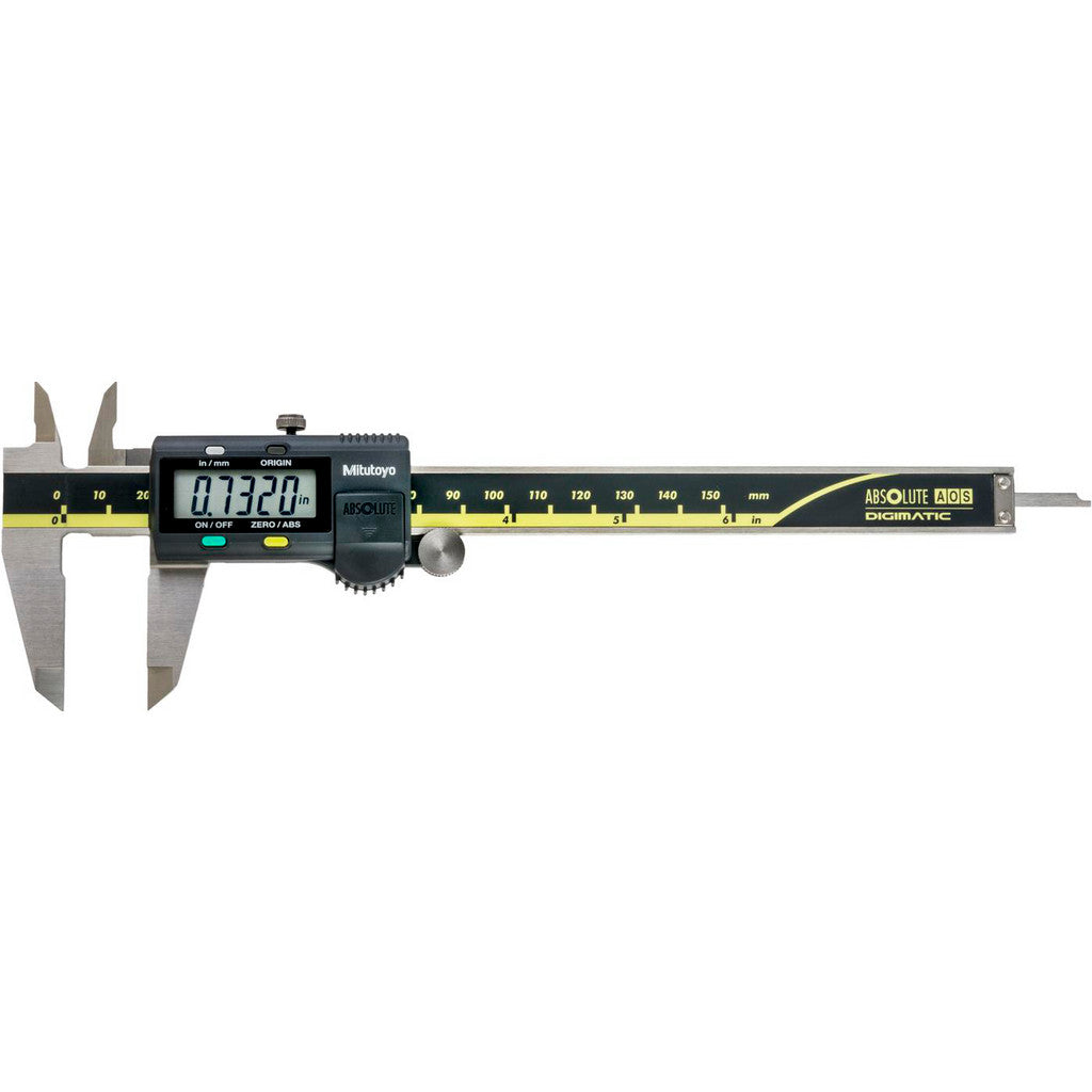 Mitutoyo 500-196-32 Electronic Caliper: 150.00 mm/6", ±0.0100 mm/±0.0005" Resolution, ±0.02 mm/±0.0010" Accuracy, Stainless Steel Jaws
