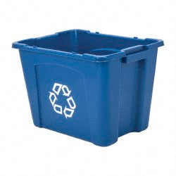 Rubbermaid Commercial Products, Recycling Bin/Box, Stackable, 14 Gal, Blue - FG571473BLUE