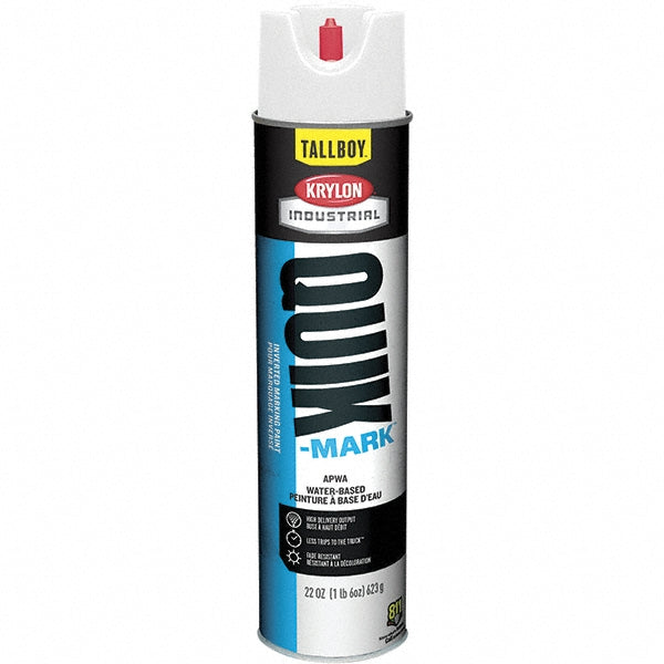 Krylon T03901004 Industrial Quik-Mark TallBoy Water-Based Inverted Marking Paint, Flat, APWA Brilliant White, 22 oz