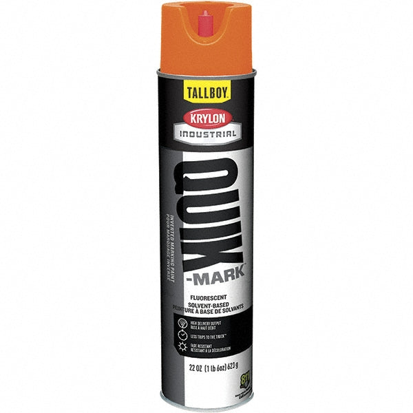 Krylon T03702007 Industrial Quik-Mark TallBoy Solvent-Based Inverted Marking Paint, Flat, Fluorescent Orange, 22 oz