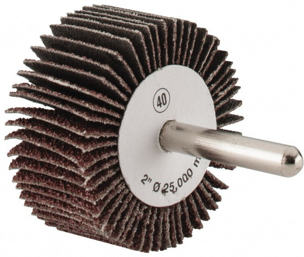 CGW Abrasives 39931 Mounted Flap Wheel: 2" Dia, 1" Face Width, 40 Grit, Aluminum Oxide (Pack of 10)