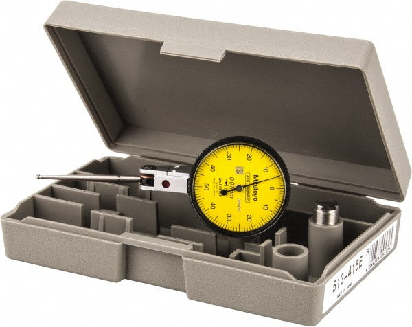 Mitutoyo 513-415-10E Horizontal Dial Test Indicator: 1.00 mm Max, 0-50-0 Dial Reading, 0.0100 mm Accuracy, 10.00 microm Accuracy