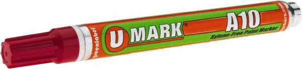 U-Mark 10104 Liquid Paint Marker: Red, Alcohol Base, Fade Resistant, Water Resistant & Xylene-Free, Bullet & Chisel Tip