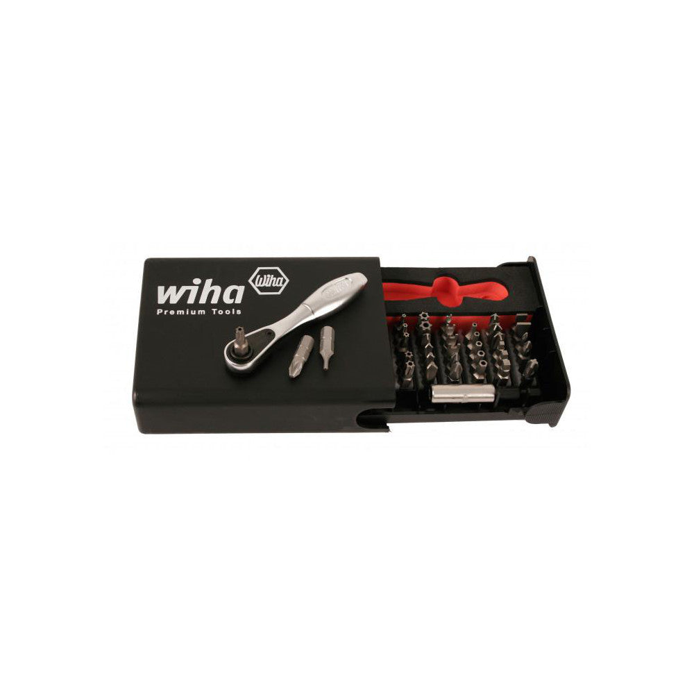 Wiha 71988 Screwdriver Insert Bit Set: 0.25" Drive, Phillips, Slotted, Spanner, Square & Torx