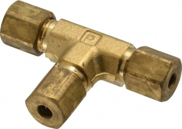 Parker 164C-2 Compression Tube Union Tee: 5/16-24, 1/8" Tube OD, Compression x Compression x Compression