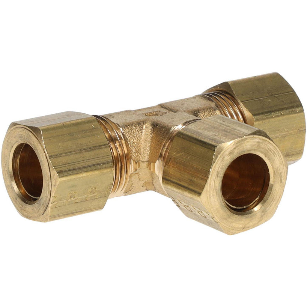 Parker 164C-6 Compression Tube Union Tee: 9/16-24, 3/8" Tube OD, Compression x Compression x Compression
