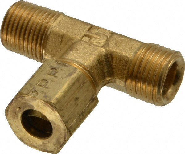 Parker 171C-4-2 Compression Tube Male Run Tee: 1/8-27" Thread, Compression x MNPT x Compression