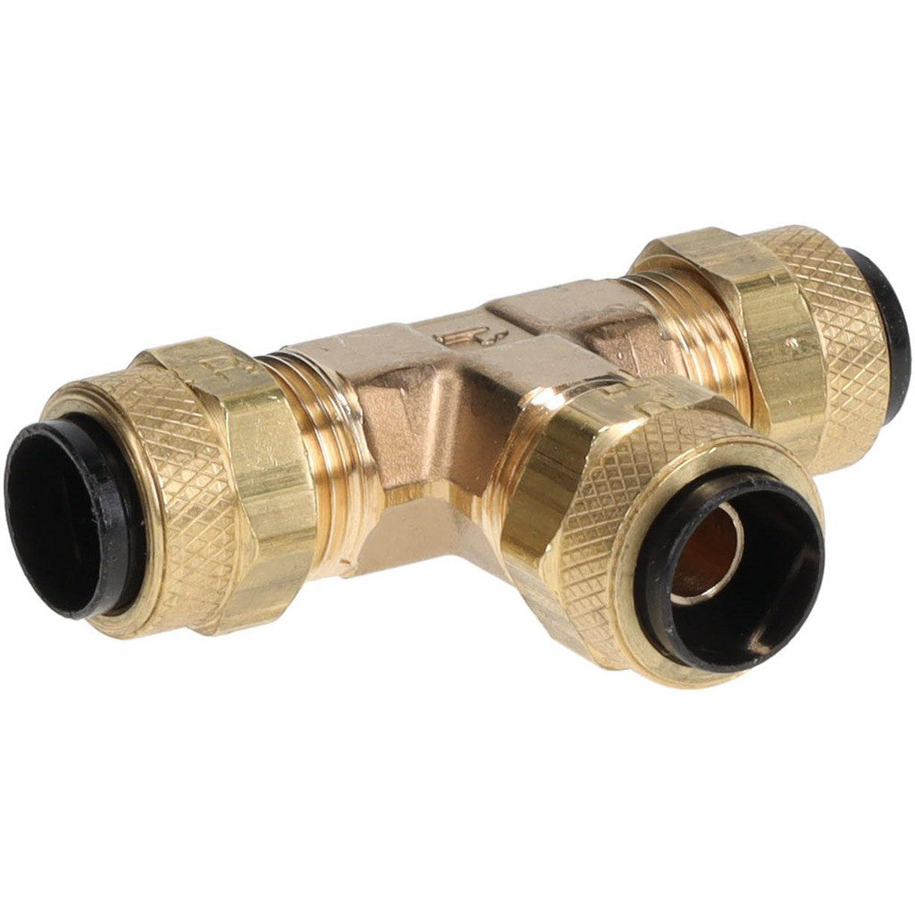 Parker 164P-6 Compression Tube Union Tee: 1/2-24, 3/8" Tube OD, Compression x Compression x Compression
