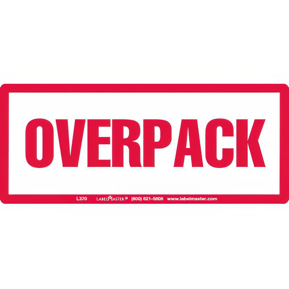 Labelmaster L370 Hard Hat Labels; Label Type: Self-Adhesive; Label Message Type: Shipping & DOT; Message Type: Shipping; Shipping & DOT; Legend: Overpack; Graphic: Message Only; Label Message: OVERPACK