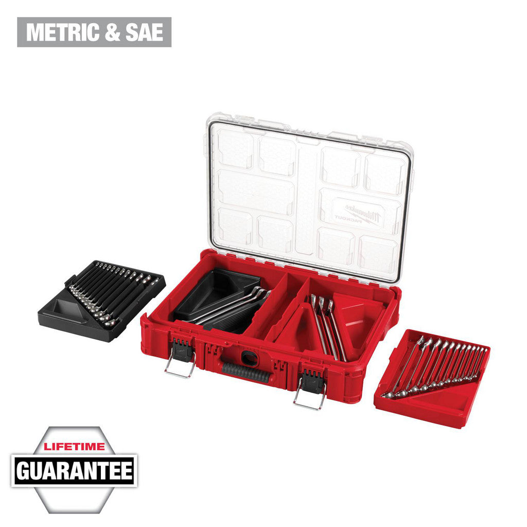 Milwaukee Tool 48-22-9485 30 Pc SAE & Metric Combination Wrench Set with PACKOUT Organizer