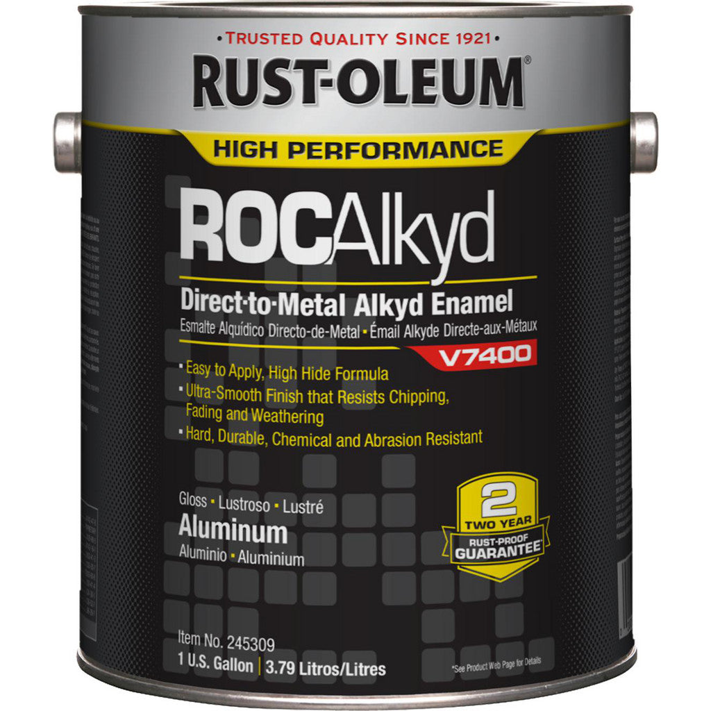 Rust-Oleum 245309 ROCAlkyd V7400 Direct-to-Metal Alkyd Enamel, Aluminum, Metallic, 1 Gallon