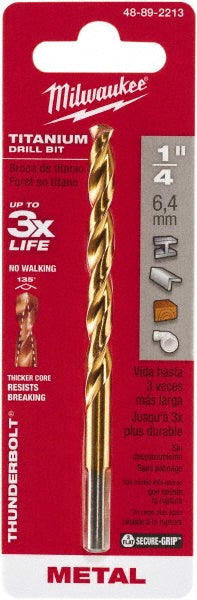 Milwaukee Tool 48-89-2213 Mechanics Drill Bit: Letter E, 135 deg, HSS, Weldon Flat Shank, Split Point