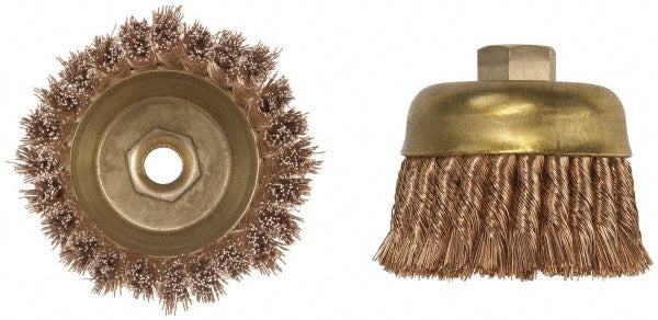 Ampco CB-30-KT Cup Brush: 3" Dia, 0.02" Wire Dia, Bronze Phosphorus, Knotted