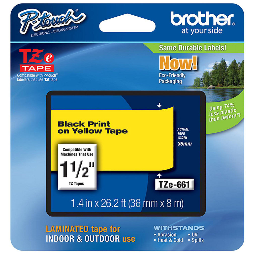 Brother TZE661G Labels, Ribbons & Tapes; For Use With: P-Touch Label Printers; Width (Inch): 1-1/2; Material: Plastic; UNSPSC Code: 55121611 (Pack of 6)