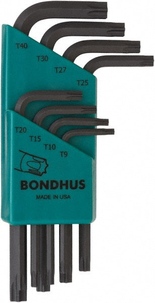 Bondhus 31734 Torx Key Set: 8 Pc, L-Handle, T9 to T40