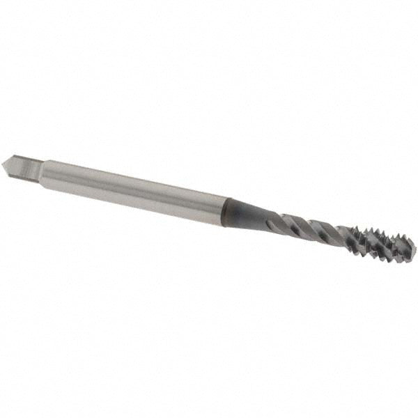 OSG 136008 Spiral Flute Tap: #6-32, UNC, 3 Flute, Bottoming Chamfer, 3B Class of Fit, Vanadium High-Speed Steel, TiCN Finish