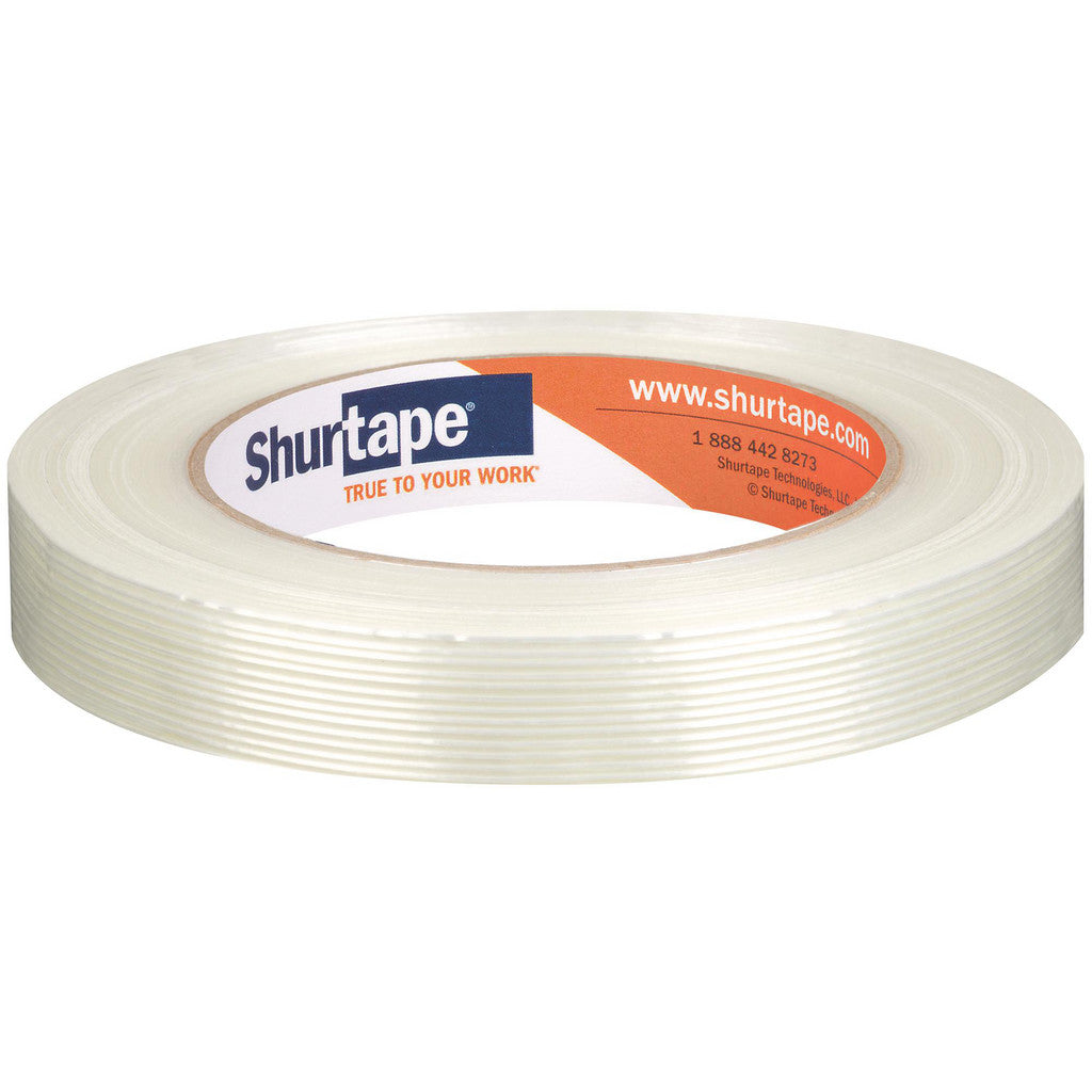 Shurtape 101229 GS 490 Economy Grade Fiberglass Reinforced Strapping Tape, Clear, 4.5 mil, 18 mm x 55 m (Pack of 6)