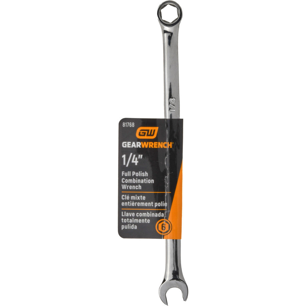 GEARWRENCH 81768 Combination Wrench: 1/4" Head Size, 15 deg Offset
