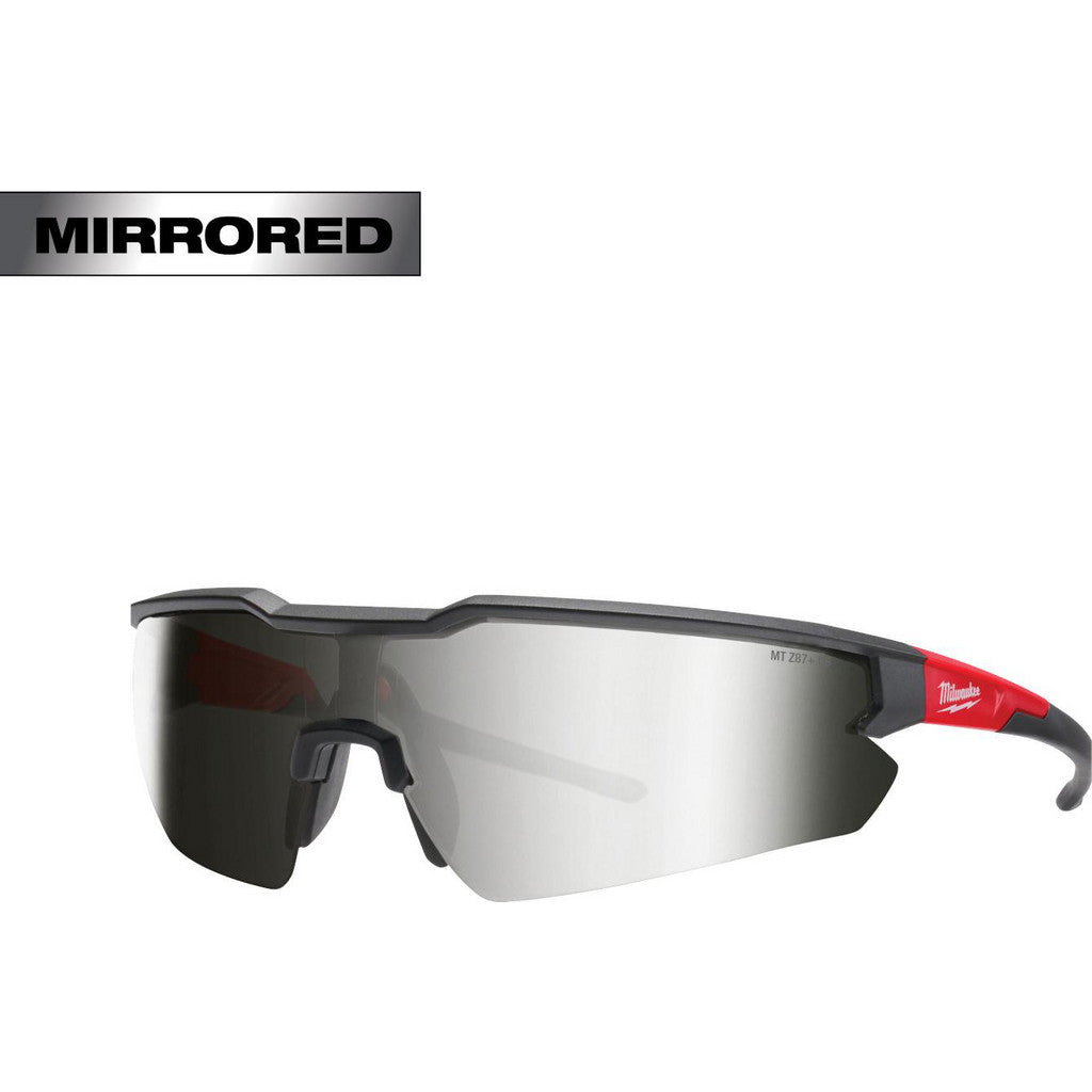 Milwaukee Tool 48-73-2019 Safety Glasses: Scratch-Resistant, Polycarbonate, Silver Mirror Lenses, Half-Framed