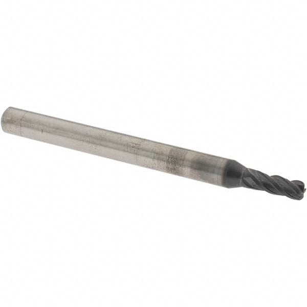 OSG HP434-1577 Corner Radius End Mill: 4.00 mm Dia, 11.00 mm LOC, 1.00 mm Corner Radius, 4 Flute, Solid Carbide