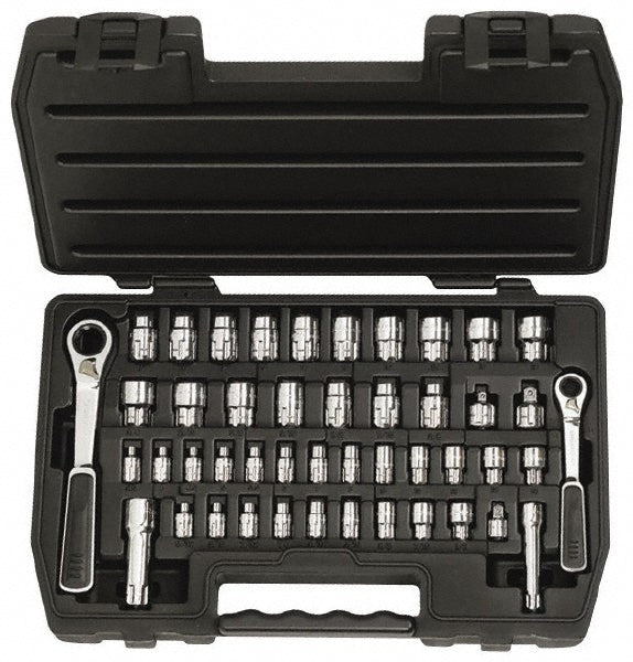 GEARWRENCH 8946 Socket Set: Standard, 46 Pc, 1/4, 3/8" Drive, 5/32 to 3/4", 3.50 to 19.00 mm