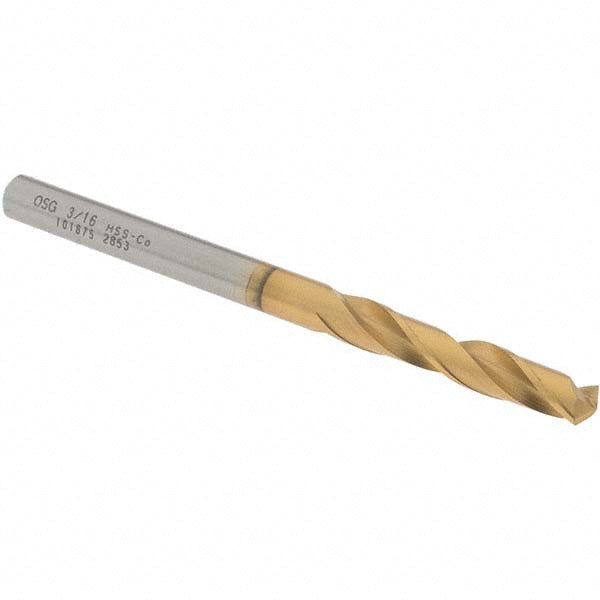 OSG 10187505 Screw Machine Drill Bit: 3/16" (0.1875) Dia, 130 deg, Cobalt