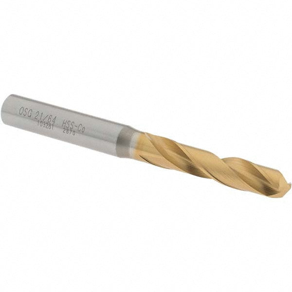 OSG 10328105 Screw Machine Drill Bit: 21/64" (0.3281) Dia, 130 deg, Cobalt