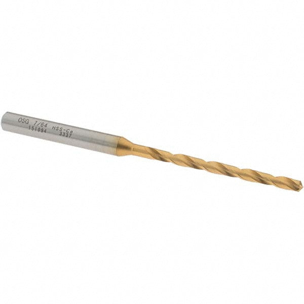 OSG 15109405 Jobber Length Drill Bit: 7/64" (0.1094) Dia, 130 deg, Cobalt
