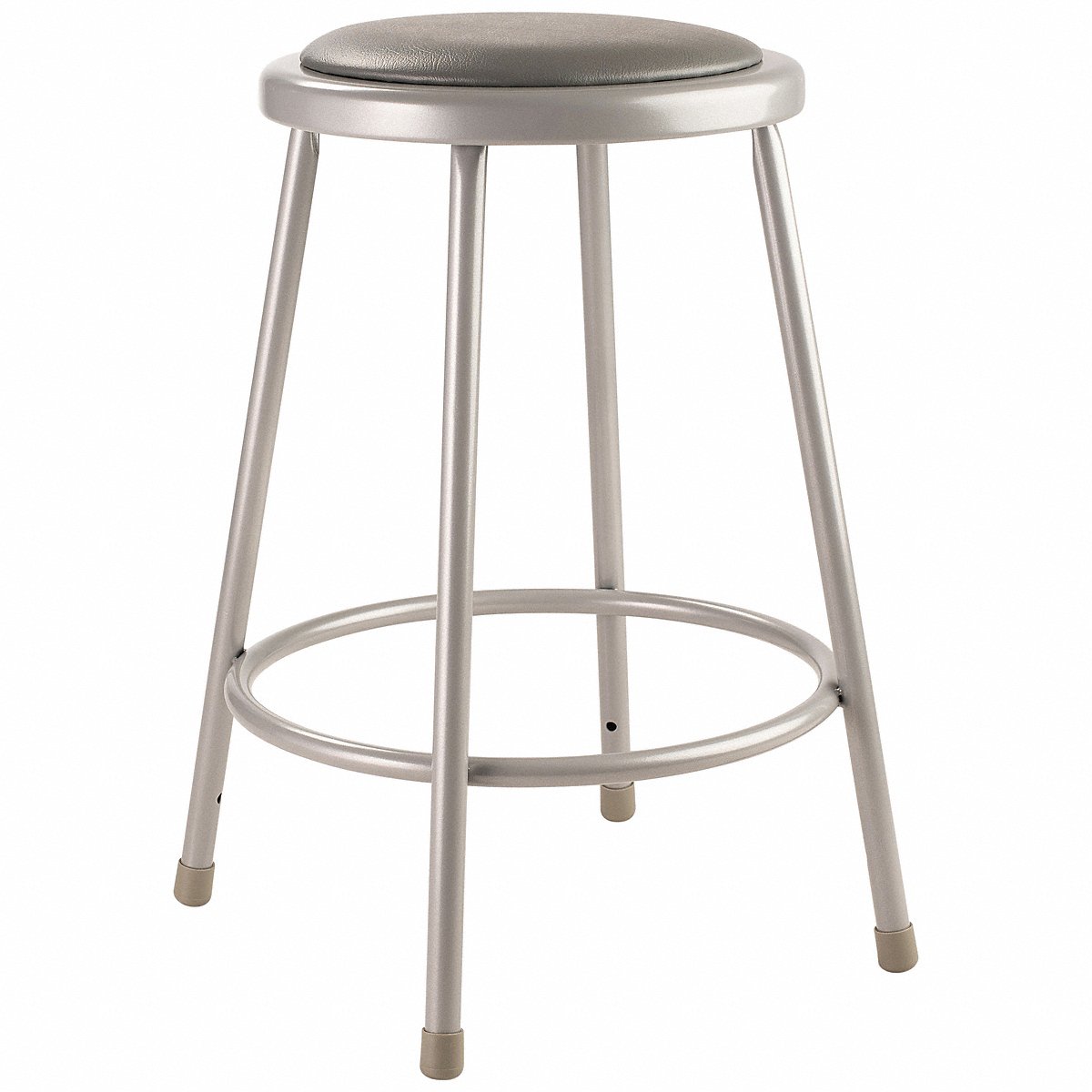 National Public Seating Round Stool, Welded Tube Leg, Gray, 24"H, 24" (6424)