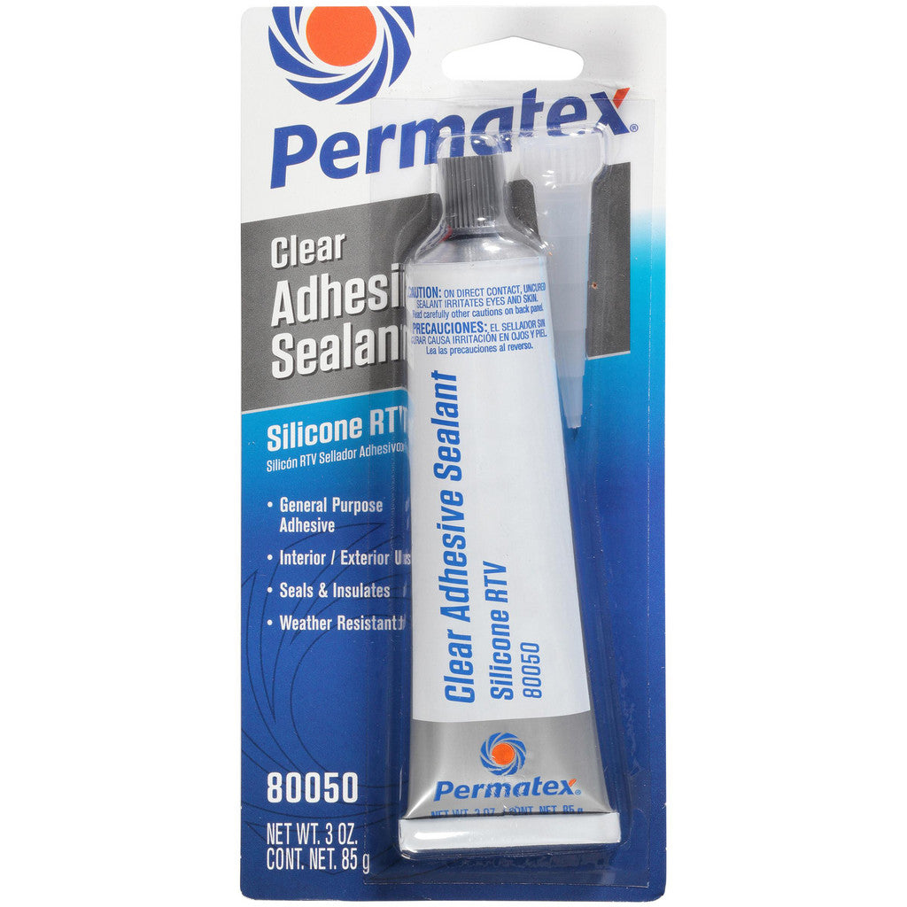 Permatex 80050 Joint Sealant: 3 oz Tube, Clear, RTV Silicone