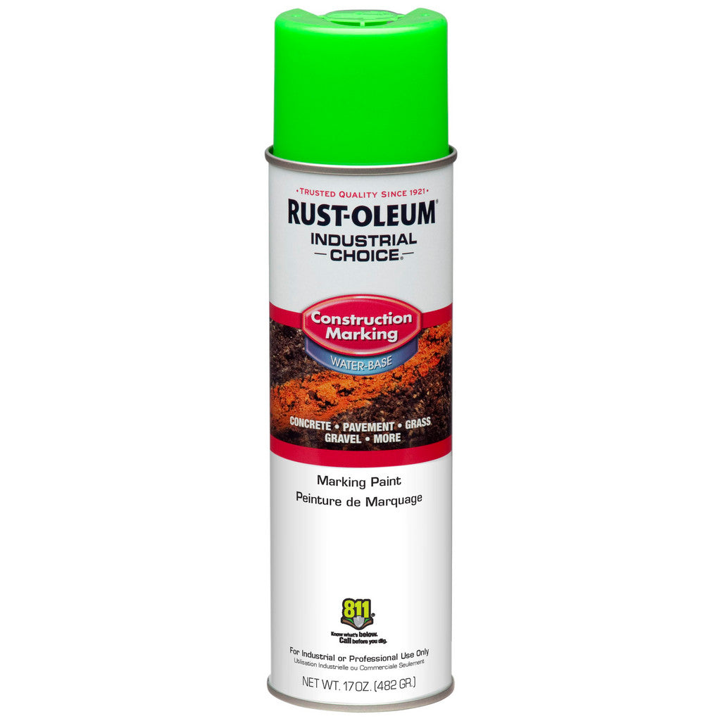 Rust-Oleum 264700 Industrial Choice M1400 Construction Marking Spray Paint, Fluorescent Green, 17 oz (Pack of 12)
