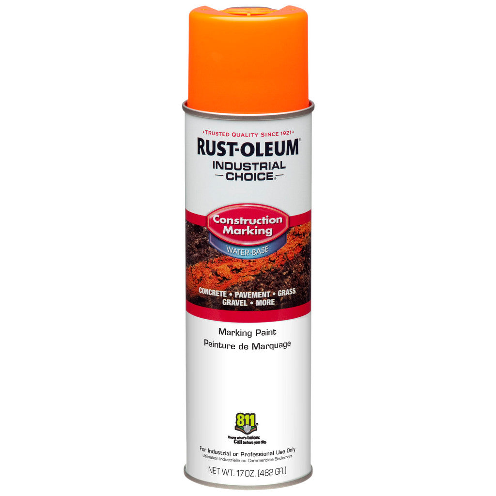 Rust-Oleum 264697 Industrial Choice M1400 Construction Marking Spray Paint, Fluorescent Orange, 17 oz (Pack of 12)