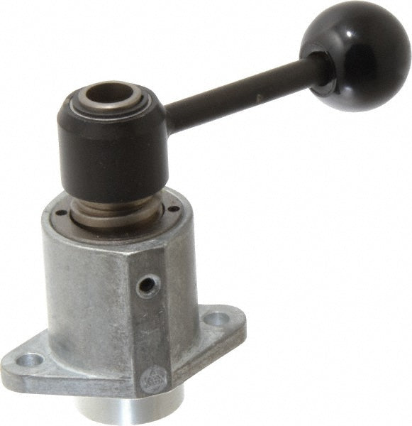 De-Sta-Co FL-120/-- 3,000 N Capacity, M6 Plunger, 12mm Plunger Dia, Flange Mt, Two Hand, Hand Lever Actuation, Variable Stroke Straight Line Action Clamp