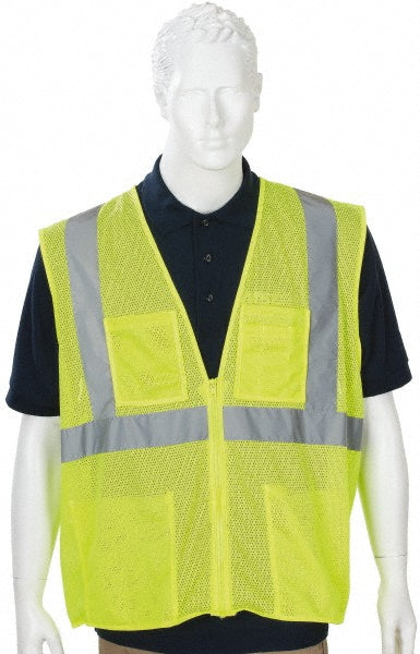 PIP 302-MVGZ4PLY-M High Visibility Vest: ANSI Class 2, Surveyor's, Size Medium