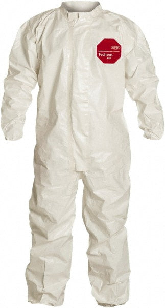 Dupont SL127TWHXL000600 Disposable Coveralls: Chemical & Abrasion Protection, Size X-Large, 3.6000 oz, Tychem 4000, Zipper & Stormflaps Closure