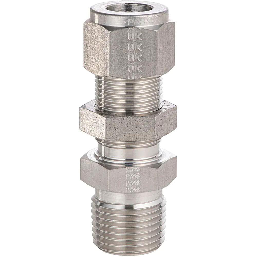 Parker 6MBC4N-316 Compression Tube Bulkhead Connector: 1/4-18" Thread, Compression x MNPT