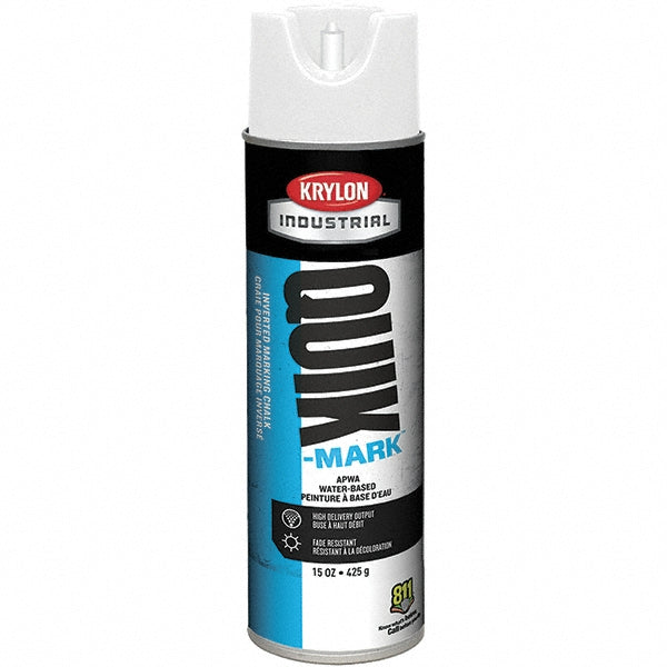 Krylon KWBC3505A Industrial Quik-Mark Water-Based Inverted Marking Chalk, Flat, White, 15 oz