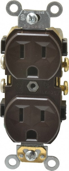 Leviton CR15 Straight Blade Duplex Receptacle: NEMA 5-15R, 15 Amps, Self-Grounding