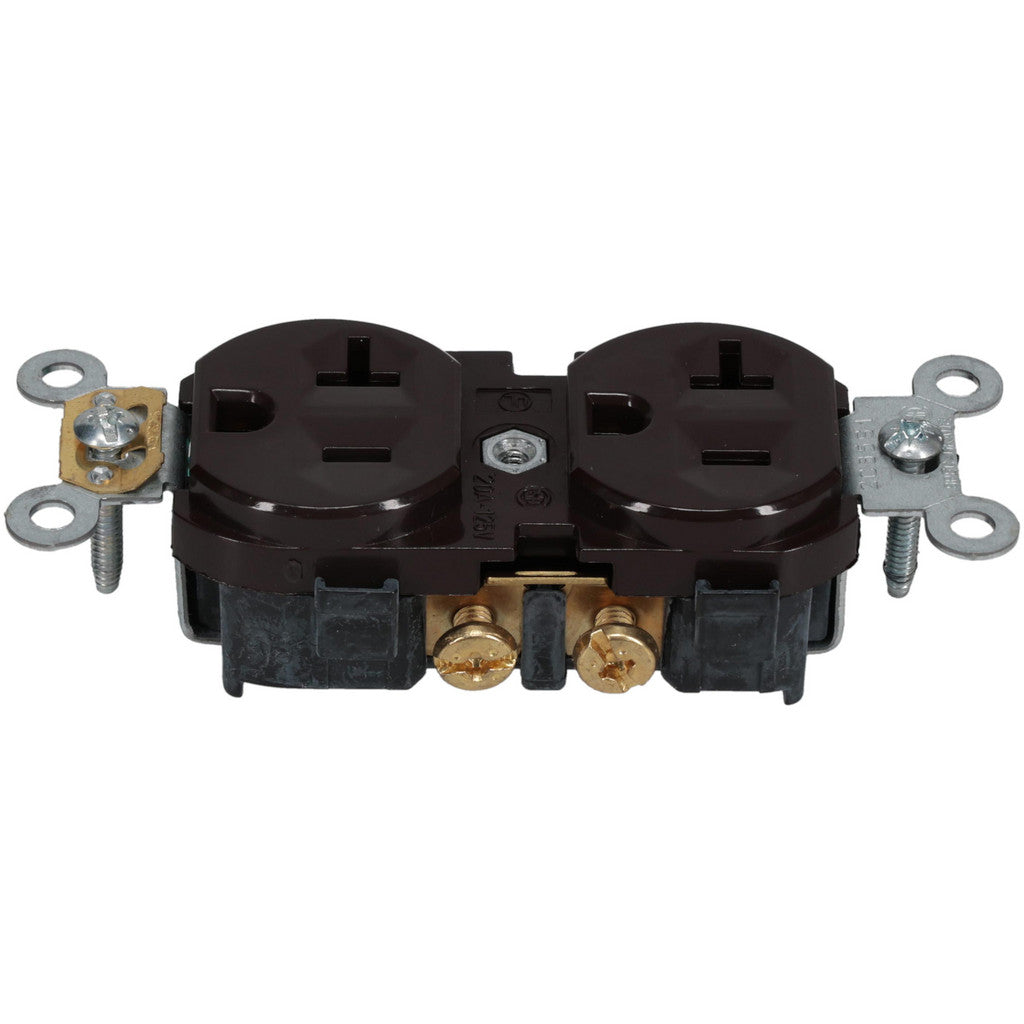 Leviton CR20 Straight Blade Duplex Receptacle: NEMA 5-20R, 20 Amps, Self-Grounding