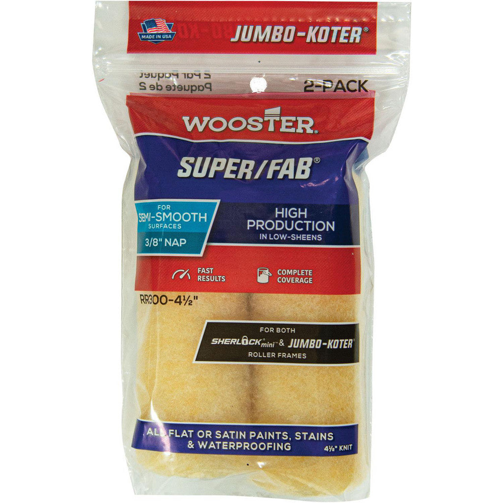 Wooster Brush RR300-41/2 General Purpose Paint Roller Cover: 3/8" Nap, 4-1/2" Wide