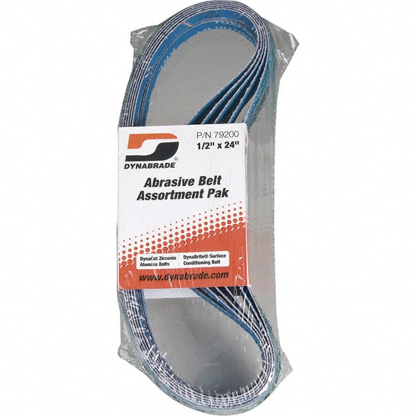 Dynabrade 79200 Abrasive Belt: 1/2" Wide, 24" OAL, 60 & 80 Grit, Zirconia Alumina