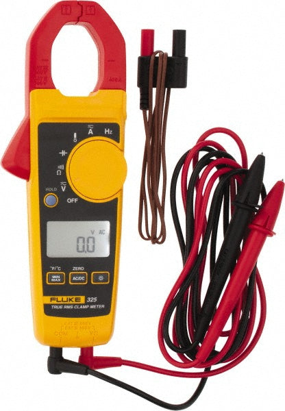 Fluke FLUKE- 325 Clamp Meter: Clamp On, 1.18" Jaw, True RMS, 40000 ohm, 400 DC Amp, 600 VAC, 600 VDC