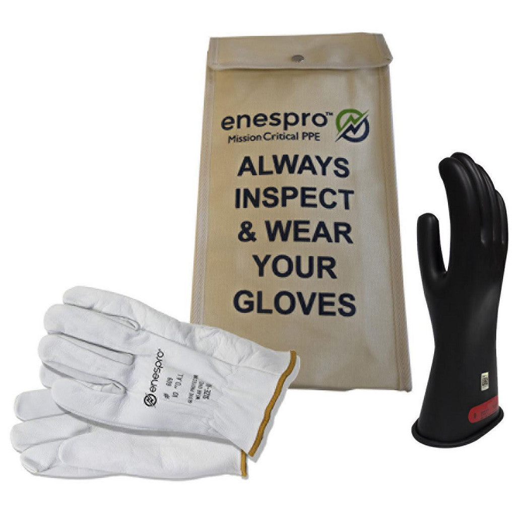 National Safety Apparel KITGC0B08 Rubber & Cowhide Leather Linesman Gloves: National Safety Apparel Class 0, 11" Long