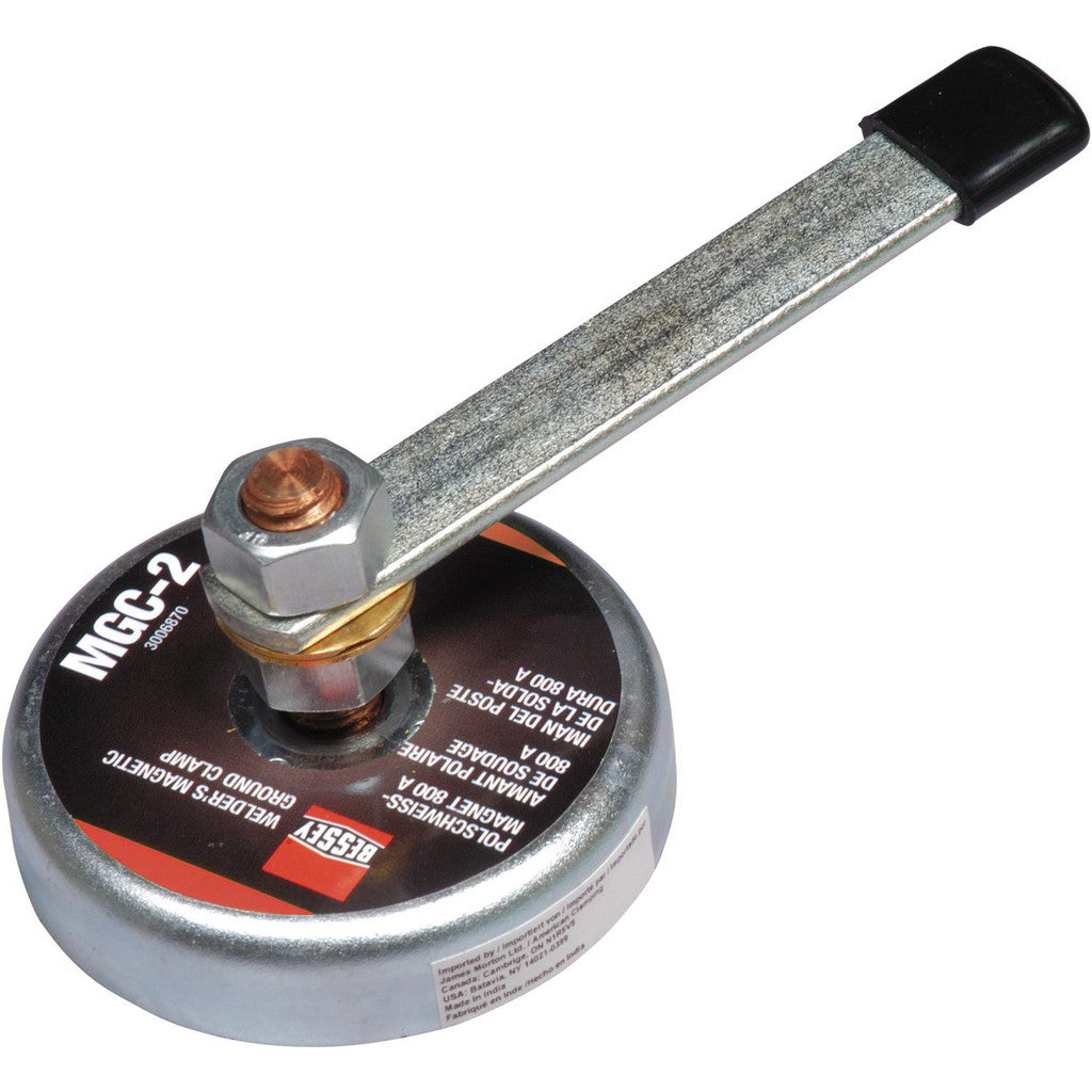 Bessey MGC-2 800 Amps Grounding Capacity, 3-1/2" Diam, 2" High, 55 Lb Max Pull Force, Magnetic Welding & Fabrication Ground Clamp