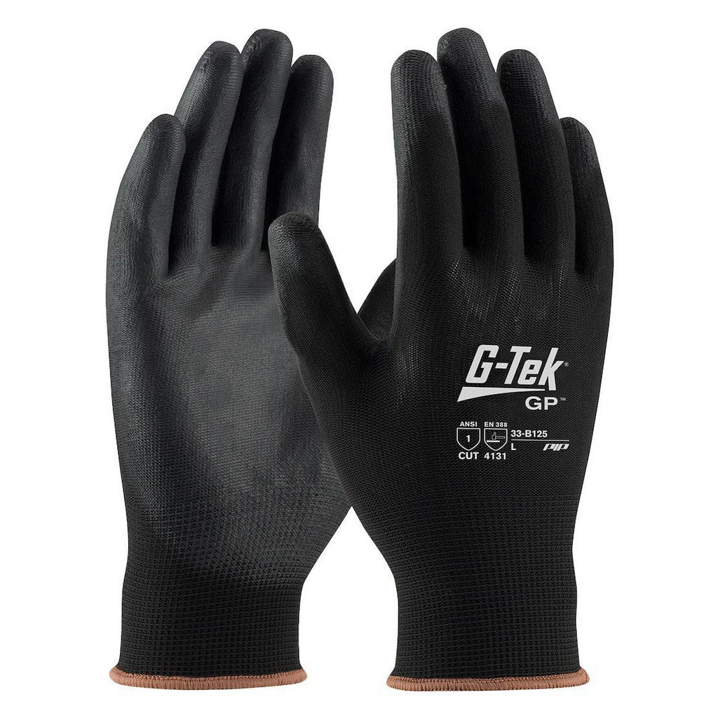 PIP 33-B125/S Work Gloves: G-Tek 33-B125, Size Small, Polyurethane-Coated Nylon, General Purpose