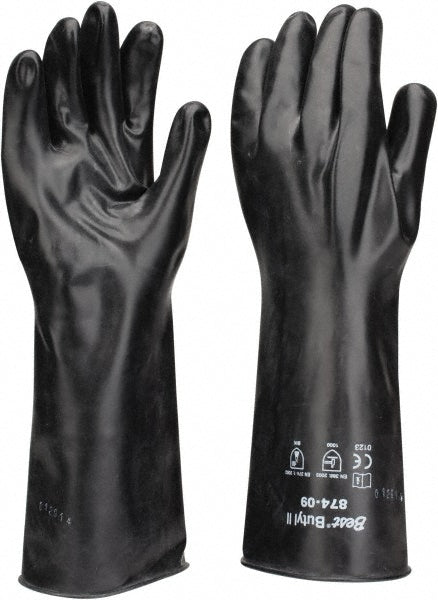 SHOWA 874-09 Chemical Resistant Gloves: SHOWA Size Large, 14.00 mil, Butyl, Unsupported