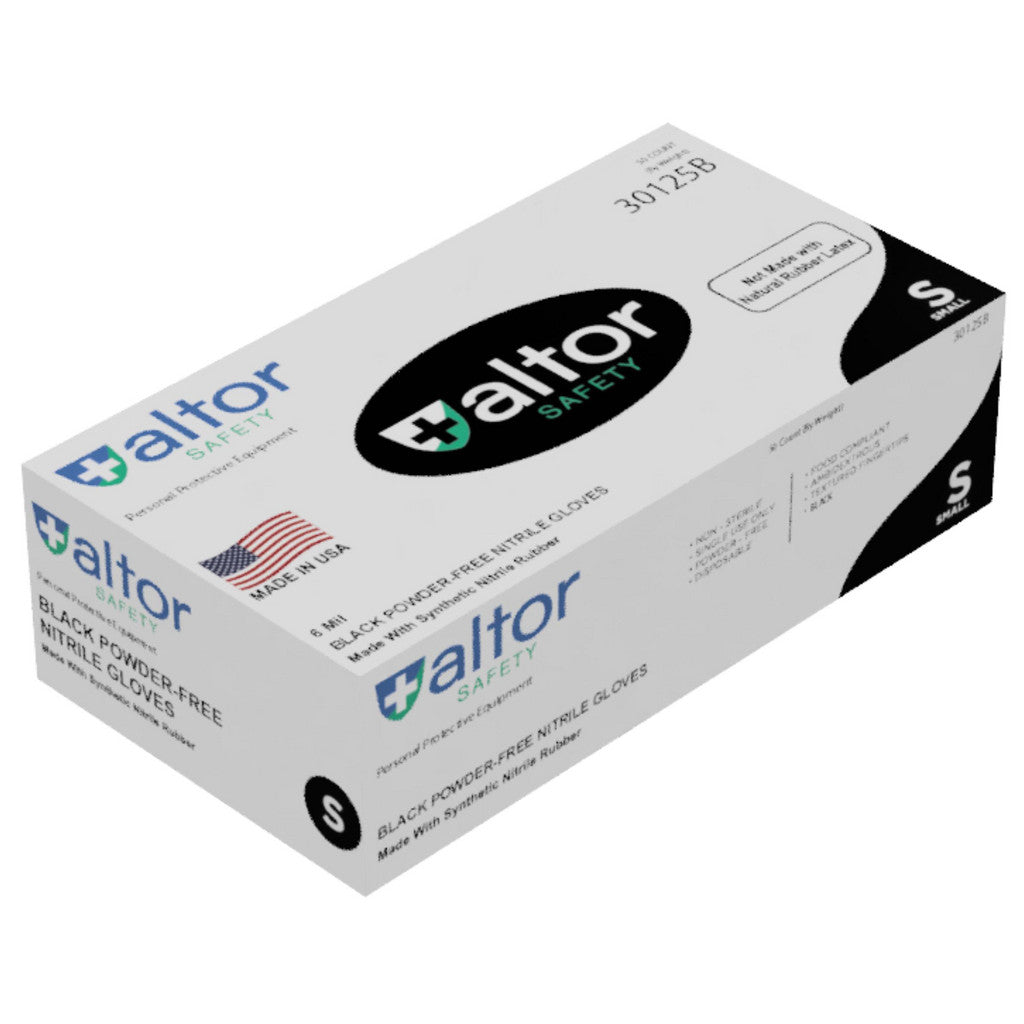 Altor Safety 30125B Disposable Glove: Size Small, 6.0 mil, Nitrile, Food Grade, Powder-Free