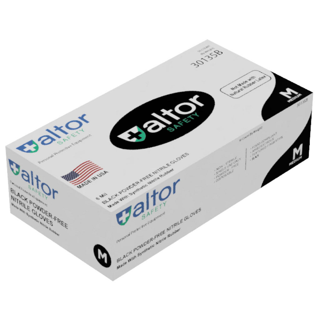 Altor Safety 30135B Disposable Glove: Size Medium, 6.0 mil, Nitrile, Food Grade, Powder-Free