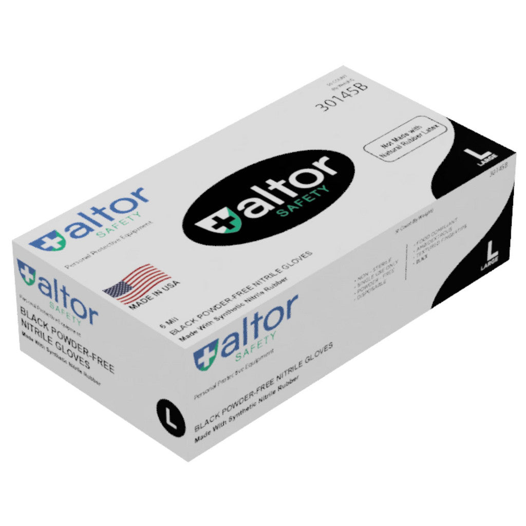 Altor Safety 30145B Disposable Glove: Size Large, 6.0 mil, Nitrile, Food Grade, Powder-Free